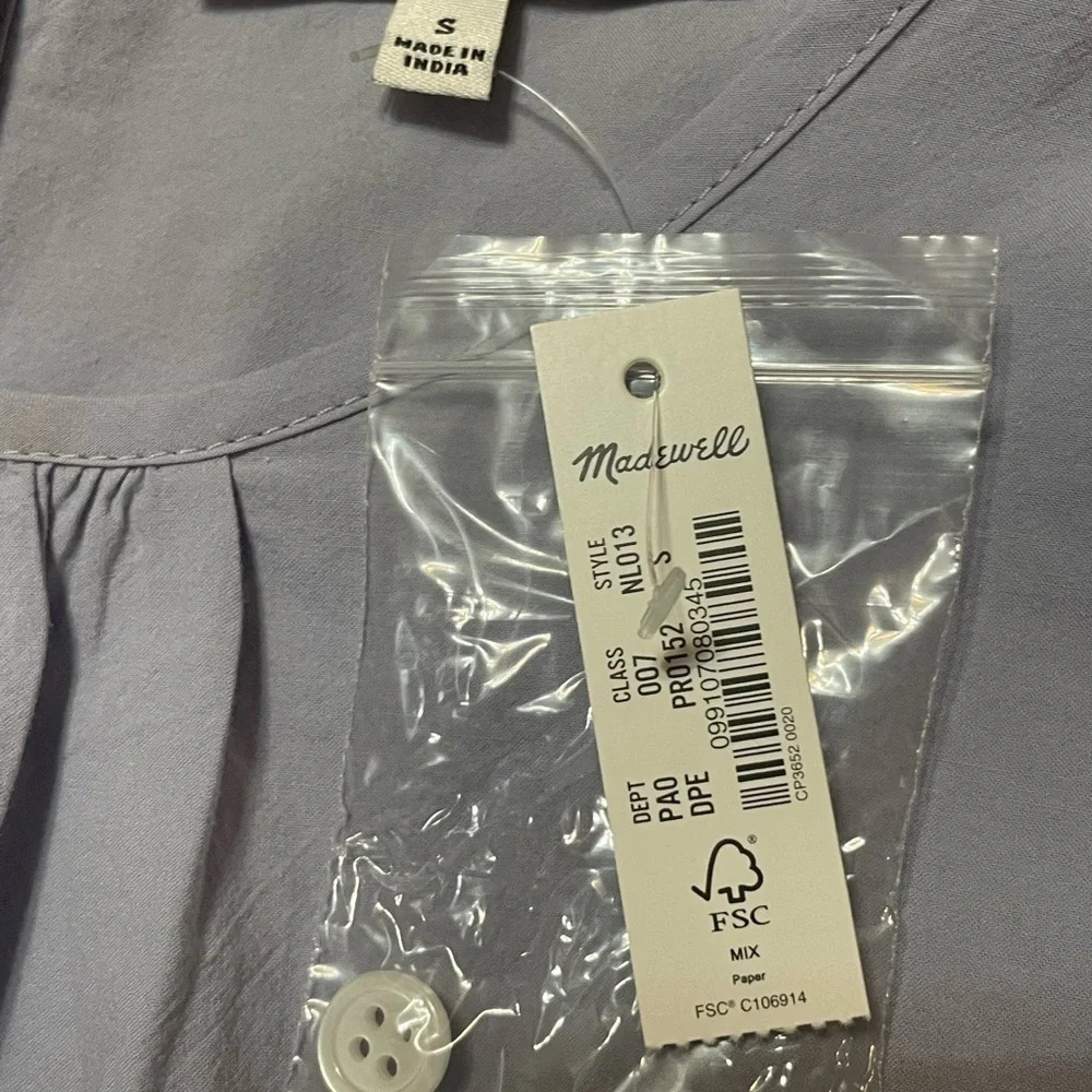 NWT Madewell Poplin Puff-Sleeve Cutout Crop Top, Lavender - Picture 6 of 6